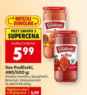 Sos 480/500g: spaghetti promocja w Biedronka