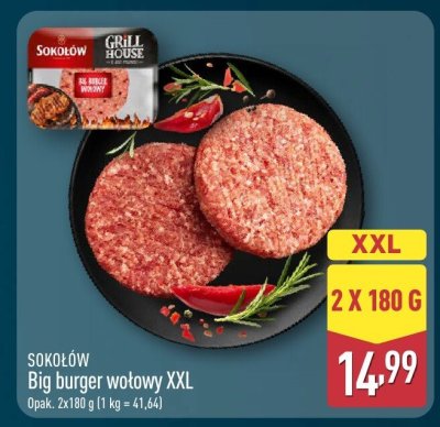 Big burger wołowy XXL 2x180 g promocja w Aldi