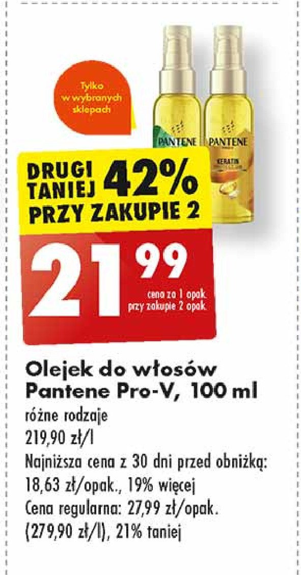 Olejek do włosów intensive repair Pantene pro-v promocja