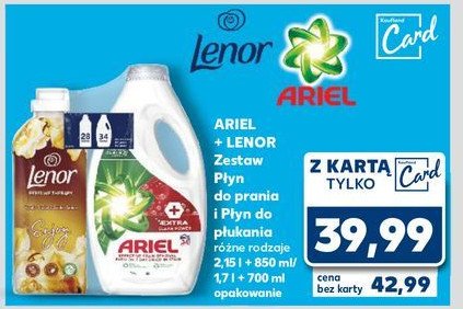 Zestaw: płyn do prania extra 1.7 l + płyn do płukania enjoy 700 ml ARIEL + LENOR promocja w Kaufland