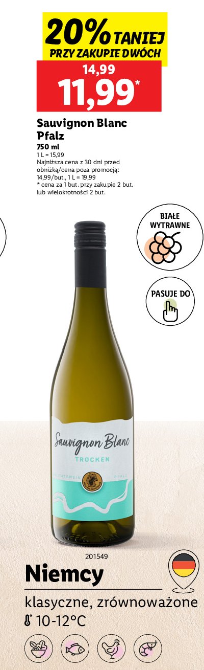 Wino Sauvignon blanc trocken promocja w Lidl