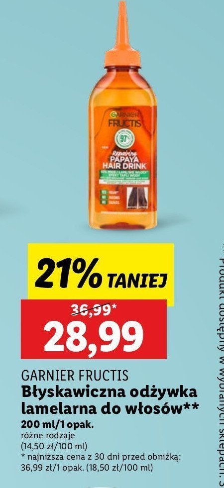 Odżywka do włosów papaya Garnier fructis hair drink promocja