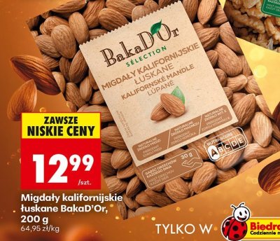 Migdały kalifornijskie łuskane 200 g promocja w Biedronka