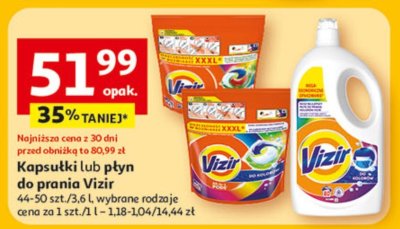 Kapsułki lub płyn do prania Vizir 44-50 szt./3,6 l promocja w Auchan