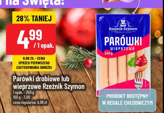 Parówki wieprzowe Rzeźnik szymon poleca promocja w POLOmarket