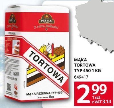Mąka tortowa TYP 450 1KG promocja w Selgros