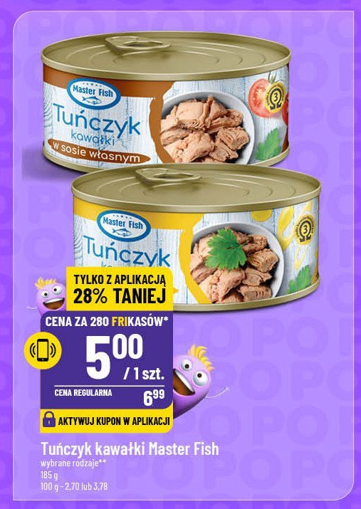 Tuńczyk kawałki w oleju sojowym Master fish promocja w POLOmarket