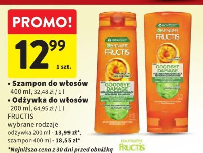Szampon do włosów FRUCTIS, wybrane rodzaje 400 ml promocja w Intermarche