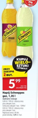 Napój Schweppes gaz 1,35l promocja w Twój Market