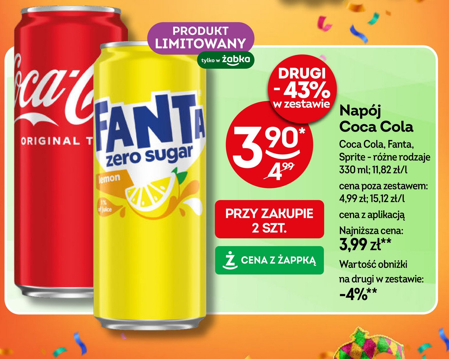 Napój lemon Fanta zero promocja w Żabka