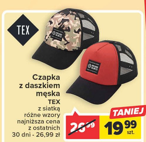 Czapka z daszkiem z siatką męska Tex promocja w Kaufland