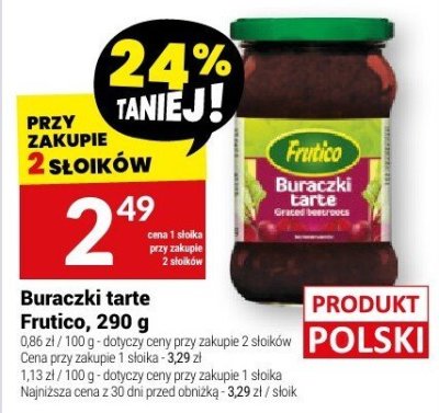 Buraczki tarte Frutico, 290 g promocja w Twój Market