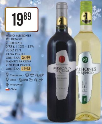 Wino Misiones de Rengo czerwone promocja w Dino