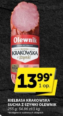 Kiełbasa Krakowska sucha wędzona z szynki Olewnik promocja w Groszek