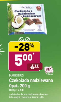 Czekolada z nadzieniem kokosowym Mauritius promocja