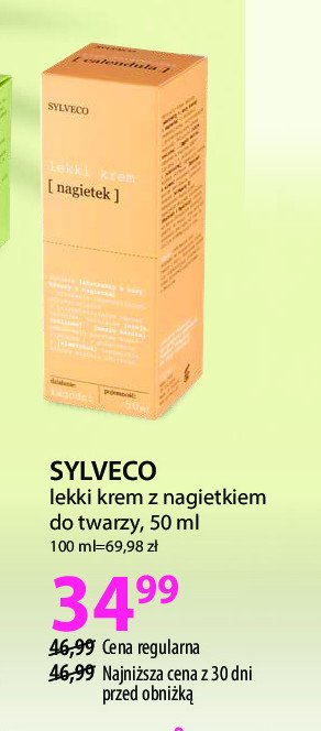 Krem nagietkowy lekki Sylveco promocja w Hebe