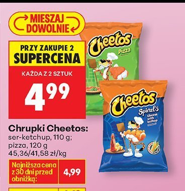 Chrupki Cheetos: ser-ketchup, 110 g; pizza, 120 g promocja w Biedronka