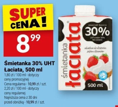 Śmietanka 30% UHT Łaciate, 500 ml promocja w Twój Market