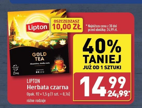 Herbata LIPTON BRILLIANT GOLD TEA promocja w Aldi