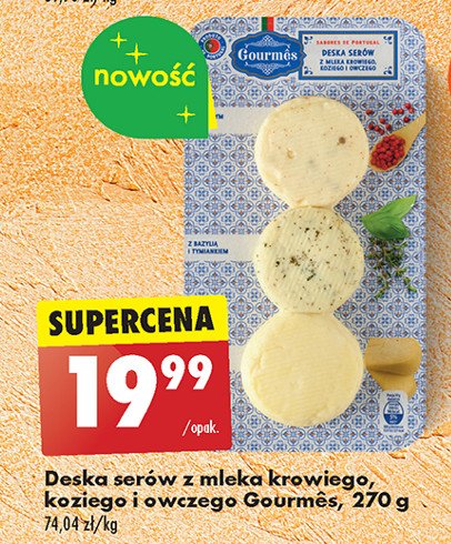 Deska serów z mleka krowiego koziego i owczego Gourmes promocja