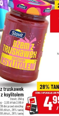 Dżem z truskawek z ksylitolem Stovit promocja w POLOmarket
