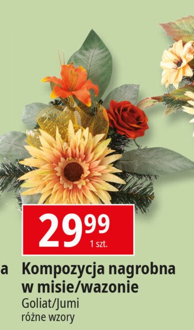 Kompozycja kwiatowa w wazonie Goliat promocja w Intermarche