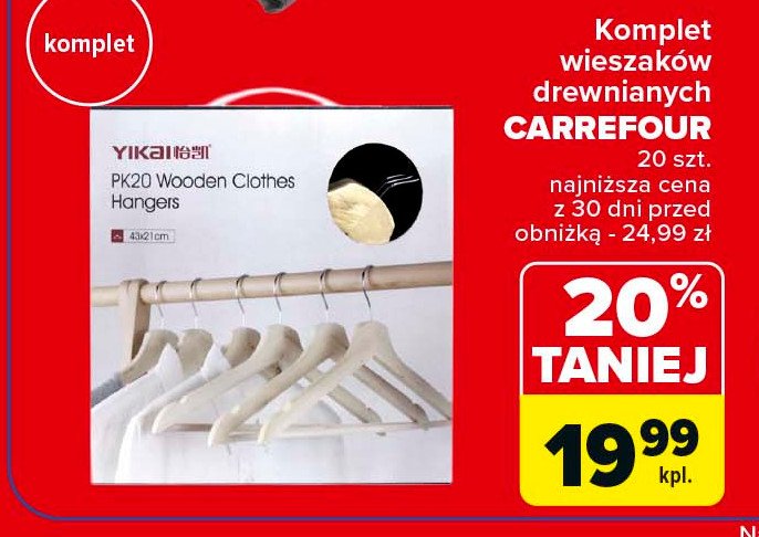 Wieszaki drewniane Carrefour promocja w Carrefour Market