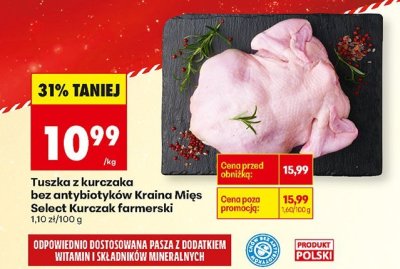 Tuszka z kurczaka bez antybiotyków Kraina Mięs Select Kurczak farmerski promocja w Biedronka