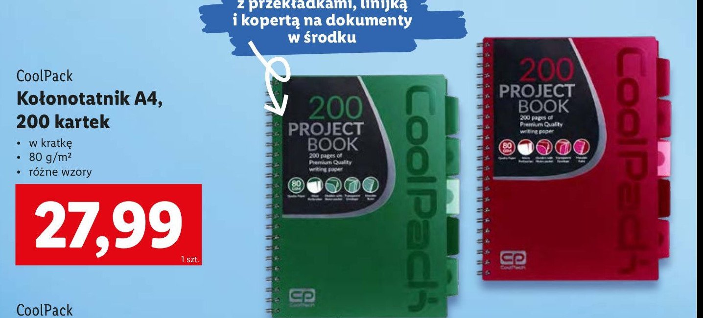 Kołonotatnik a4 200 kartek kratka Coolpack promocja