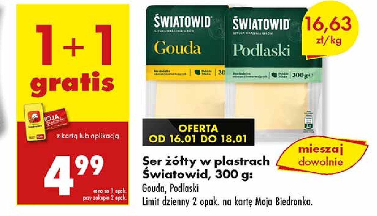 Ser gouda plastry Światowid promocja w Biedronka