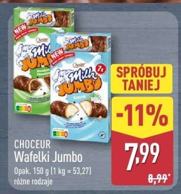 Wafelki Jumbo różne rodzaje Choceur promocja w Aldi