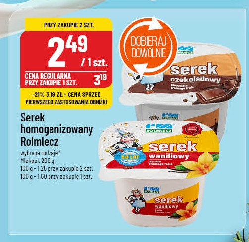 Serek homogenizowany czekoladowy Rolmlecz promocja