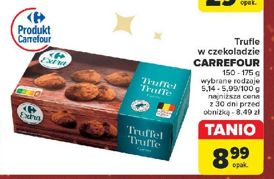 Trufle nadziewane obsypane proszkiem kakaowym Carrefour extra promocja w Carrefour Market