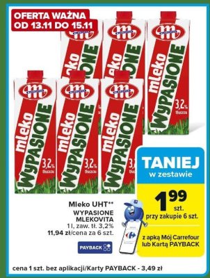 Mleko UHT Wypasione Mlekosita 1l zaw. tł. 3,2% promocja w Carrefour Express