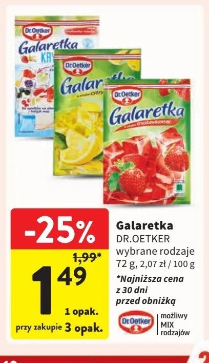 Galaretka krystaliczna truskawka-wanilia Dr. oetker promocja