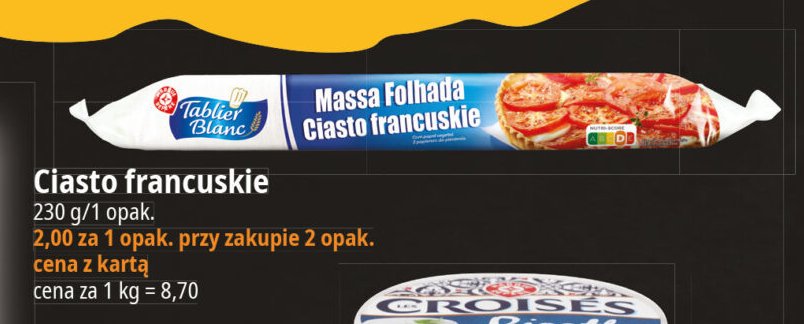 Ciasto francuskie Wiodąca marka tablier blanc promocja w Leclerc