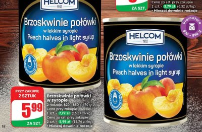 Brzoskwinie połówki w syropie  promocja w Dino