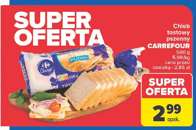 Chleb tostowy pszenny Carrefour promocja