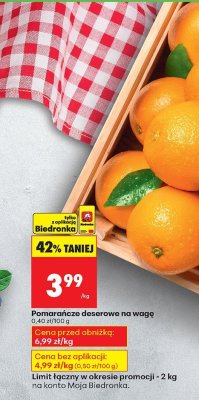 Pomarańcze deserowe na wagę promocja w Biedronka