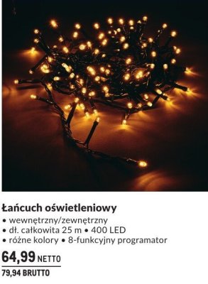 Łańcuch oświetleniowy wewnętrzny/zewnętrzny 25 m 400 LED promocja w Makro