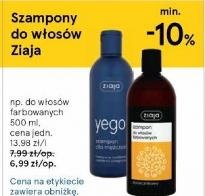 Szampon do włosów farbowanych Ziaja szampony rodzinne promocja w Auchan