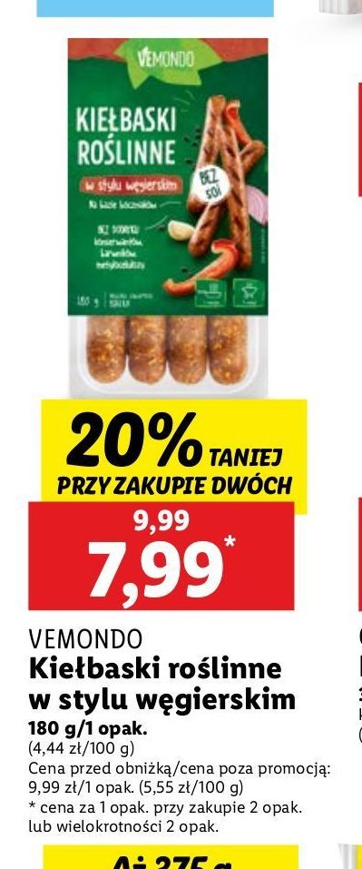 Kiełbaski roślinne węgierskie Vemondo promocja