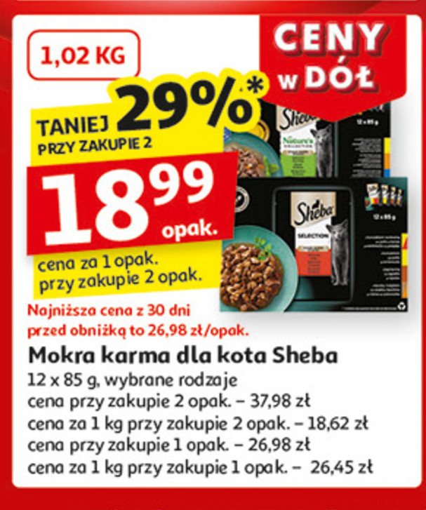 Karma dla kota z wołowiną Sheba selection in sauce promocja w Auchan