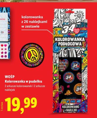 Kolorowanka w pudełku z 26 naklejkami w zestawie promocja w Lidl