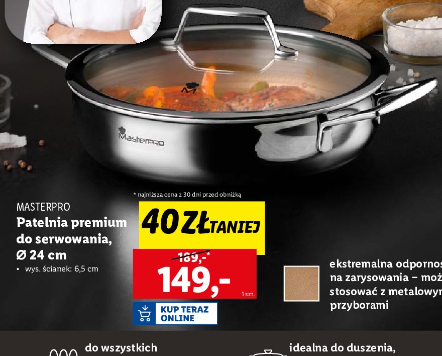 Patelnia śr. 24 cm MASTERCOOK promocja w Lidl