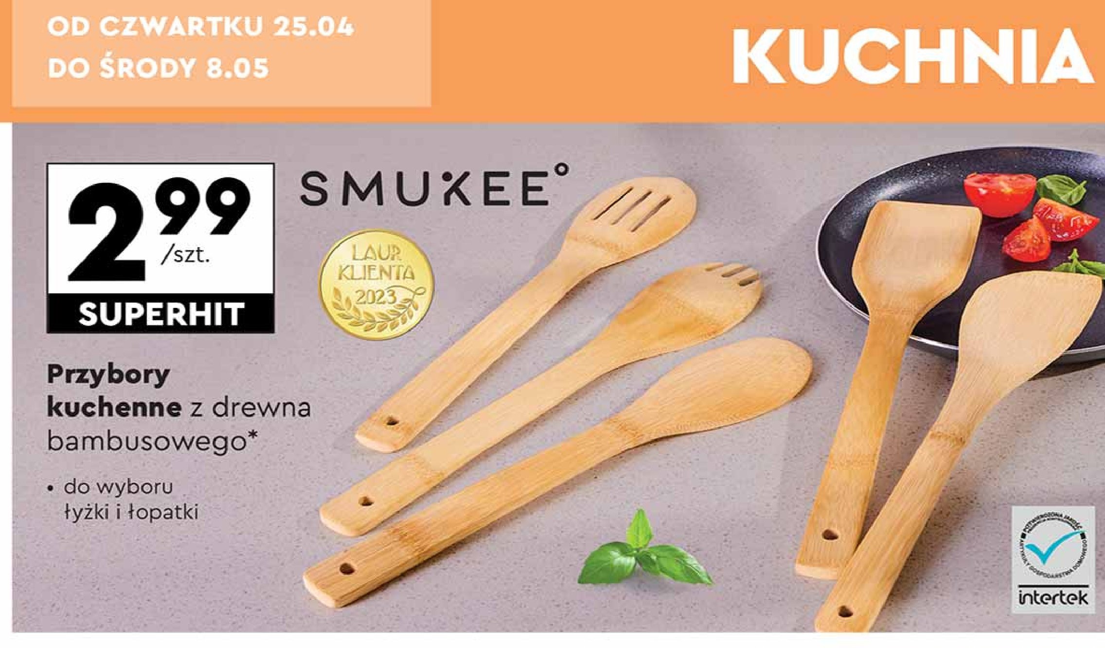 Łyżka bambusowa Smukee kitchen promocja w Biedronka