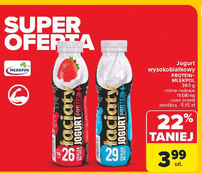 Jogurt proteinowy truskawka Łaciaty promocja