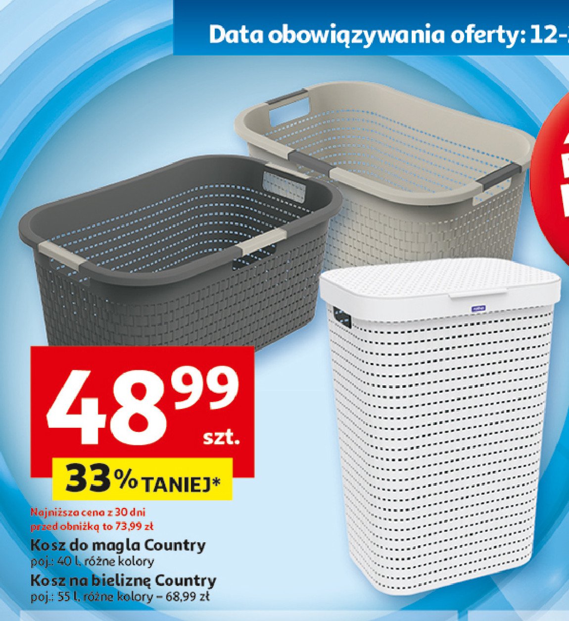 Kosz na bieliznę country 55 l Rotho promocja w Auchan