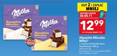Alpejskie Mleczko Milka o smaku śmietankowym promocja w LEWIATAN