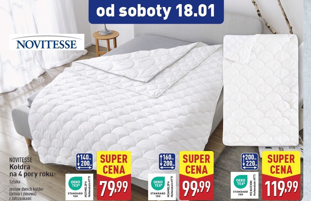 Kołdra na 4 pory roku 160 x 200 cm Novitesse promocja w Aldi